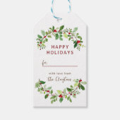 ハッピーホリデーズボタニカルファミリーネームクリスマス ギフトタグ (正面)