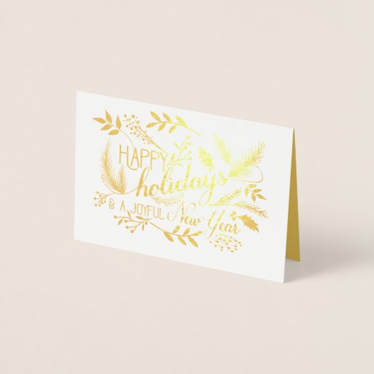 ハッピーホリデーズボタニカルブランチ語アートフォイル 箔カード (正面)