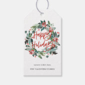 ハッピーホリデーズボタニカルベリーリースクリスマス ギフトタグ (正面)
