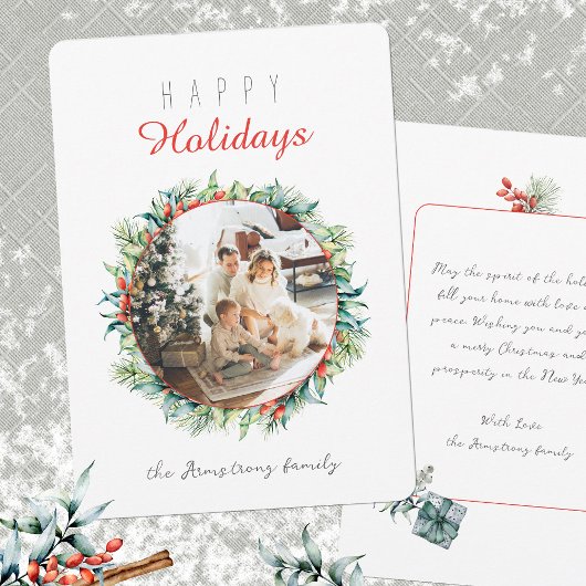 ハッピーホリデーズボタニカルリース写真 シーズンカード