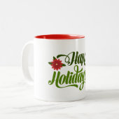ハッピーホリデーズポインセチア ツートーンマグカップ (正面左)