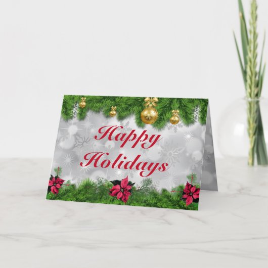 ハッピーホリデーズポインセティアホリデイ カード (正面)