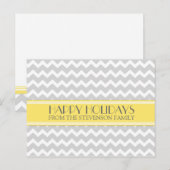 ハッピーホリデーズポストカードイエローグレーシェブロン シーズンポストカード (正面/裏面)