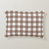 ハッピーホリデーズポーラベアかわいいデザインタータンチェックブラウン アクセントクッション (裏面)