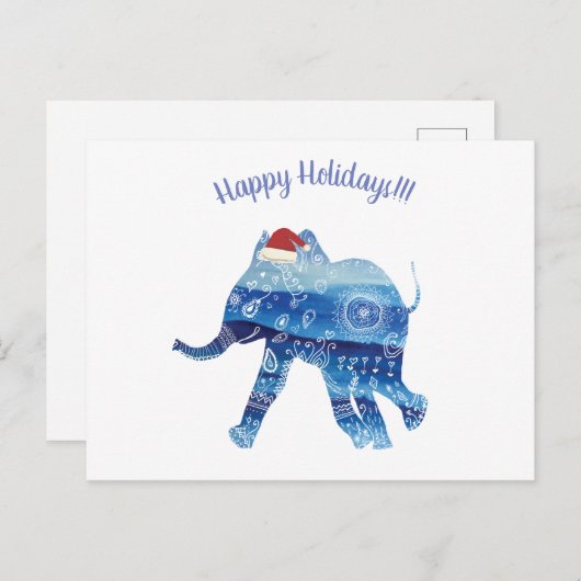 ハッピーホリデーズマンダラエレファントハガキ ポストカード (正面/裏面)