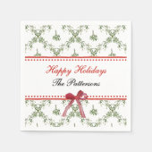 ハッピーホリデーズミスタントーレッドボウカスタムクリスマス スタンダードカクテルナプキン (正面)