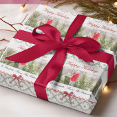 ハッピーホリデーズミスタントーレッドボウカスタムフォト ラッピングペーパー
