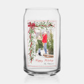 ハッピーホリデーズミスタントーレッドボウファミリーフォト ガラス缶 (正面)