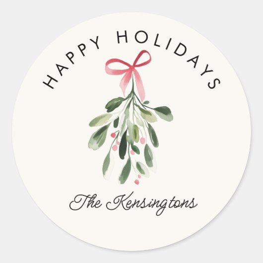 ハッピーホリデーズミストレカスタムトーエ家族の名前 ラウンドシール (正面)