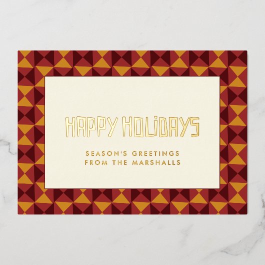 ハッピーホリデーズミッドセンチュリーパターン 箔シーズンカード (正面)