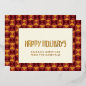 ハッピーホリデーズミッドセンチュリーパターン 箔シーズンカード (正面/裏面)