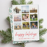 ハッピーホリデーズミニマリストスクリプト9 Photo Collage シーズンカード<br><div class="desc">ミニマルなスクリプパーソナライズされたトhappy holidaysタイポグラフィで独自の写真コラージュのクリスマスカードを作成する。</div>