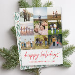 ハッピーホリデーズミニマリストスクリプト9 Photo Collage シーズンカード<br><div class="desc">ミニマルなスクリプパーソナライズされたトhappy holidaysタイポグラフィで独自の写真コラージュのクリスマスカードを作成する。</div>