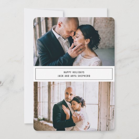 ハッピーホリデーズミニマリスト2枚フォトクリスマスカード シーズンカード (正面)