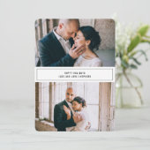 ハッピーホリデーズミニマリスト2枚フォトクリスマスカード シーズンカード (スタンド正面)