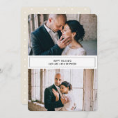 ハッピーホリデーズミニマリスト2枚フォトクリスマスカード シーズンカード (正面/裏面)