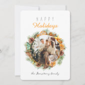 ハッピーホリデーズミニマルリースオレンジフォト シーズンカード (正面)