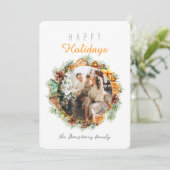 ハッピーホリデーズミニマルリースオレンジフォト シーズンカード (スタンド正面)