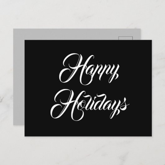 ハッピーホリデーズミニマル白黒クリスマス ポストカード (正面/裏面)