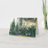 ハッピーホリデーズミントグリーンフローラテーブルホーム シーズンカード (正面)