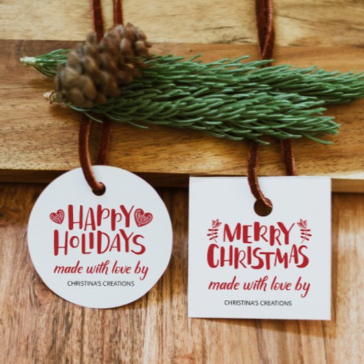 ハッピーホリデーズメイドウィズラブスクエアラベル フェイバータグ