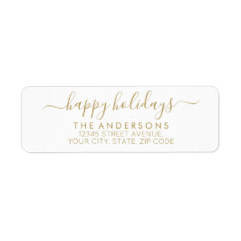 ハッピーホリデーズメリークリスマスエレガント金ゴールドスクリプト ラベル