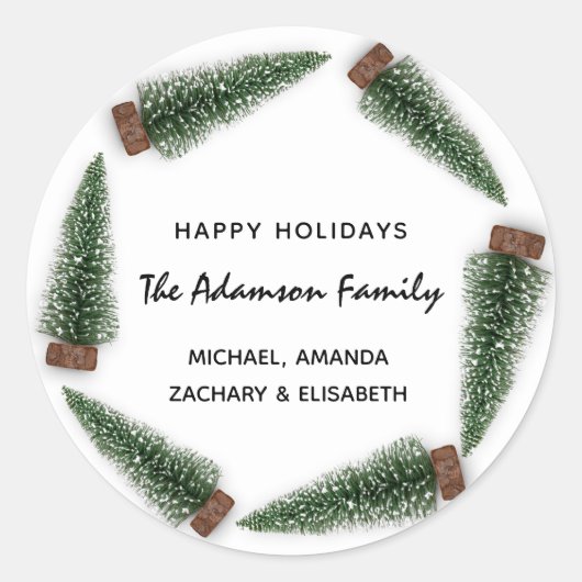 ハッピーホリデーズメリークリスマスツリー名 ラウンドシール (正面)