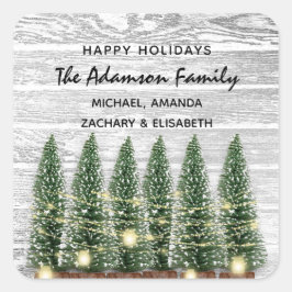 ハッピーホリデーズメリークリスマスツリー素朴名 スクエアシール