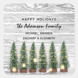 ハッピーホリデーズメリークリスマスツリー素朴名 スクエアシール