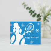 ハッピーホリデーズメリークリスマステニス雪だるま シーズンポストカード (スタンド正面)