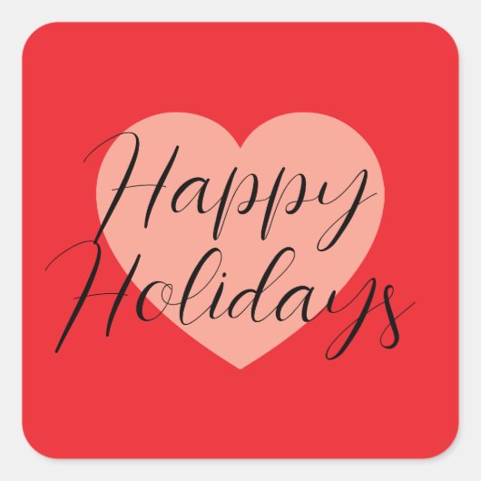 ハッピーホリデーズメリークリスマスホリデータイムハート スクエアシール (正面)