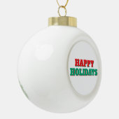 ハッピーホリデーズメリークリスマスホリデータイム セラミックボールオーナメント (左)