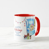 ハッピーホリデーズメーンクーンキャットマムパパクリスマス マグカップ (正面右)