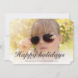 ハッピーホリデーズモダンクリスマスフォトホリデーフラット シーズンカード