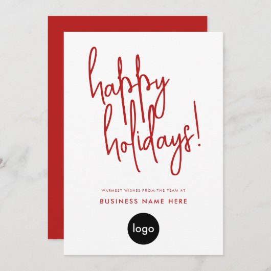 ハッピーホリデーズモダンビジミニマルネス シーズンカード (正面/裏面)