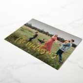 ハッピーホリデーズモダンファミリーフォトカスタム 箔シーズンカード (回転した状態)