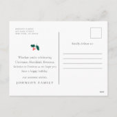 ハッピーホリデーズモダンホリーベリーリーフ シーズンポストカード (裏面)