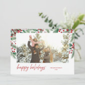ハッピーホリデーズモダンボタニカルフローラ写真 シーズンカード (スタンド正面)