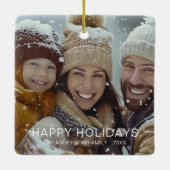 ハッピーホリデーズモダン写真テンプレート セラミックオーナメント (裏面)