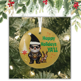 ハッピーホリデーズヤルギャングクリスマスオン金ゴールド | ガラスオーナメント