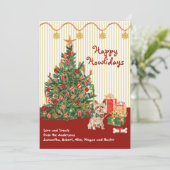 ハッピーホリデーズヨークシャーテリアクリスマスカード (スタンド正面)