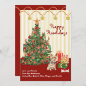 ハッピーホリデーズヨークシャーテリアクリスマスカード (正面/裏面)