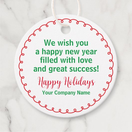ハッピーホリデーズラウンドクラフトギフトラベルカスタム会社 フェイバータグ (正面)
