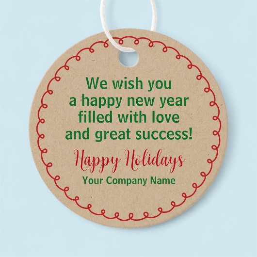 ハッピーホリデーズラウンドクラフトギフトラベルカスタム会社 フェイバータグ