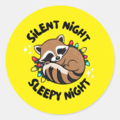 ハッピーホリデーズラクーン静か：夜は眠い夜 ラウンドシール (正面)