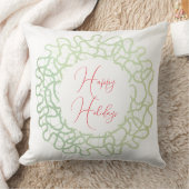 ハッピーホリデーズラスティックリースグリーンホワイトレッド クッション (ブランケット)