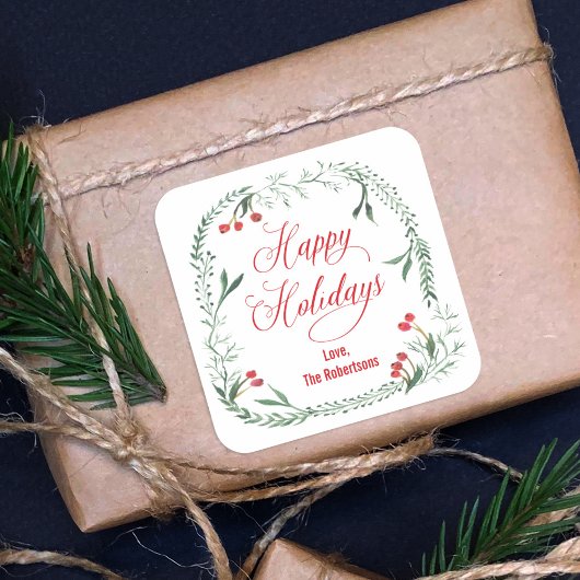 ハッピーホリデーズラベル,ギフトラベル,ホリディトリート スクエアシール
