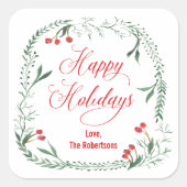 ハッピーホリデーズラベル,ギフトラベル,ホリディトリート スクエアシール (正面)