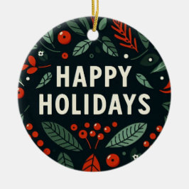 ハッピーホリデーズリグ付きツリージョーク セラミックオーナメント