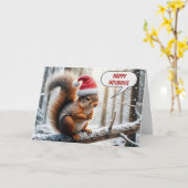 ハッピーホリデーズリスオンスノーツリーブランチ カード (黄色い花)